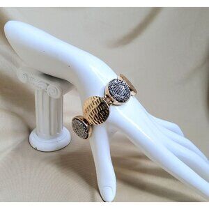 vintage gold/silver tone glitter textured fashion stretch bracelet